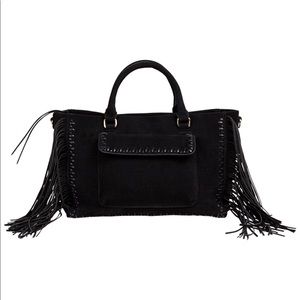 Black vegan leather handbag